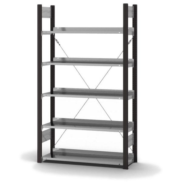 hofe Grundregal, zerlegt, 5 Böden 1750 x 300 x 1000 mm, verzinkt Stützprofile - anthrazitgrau/RAL 7016, HAG17310EX