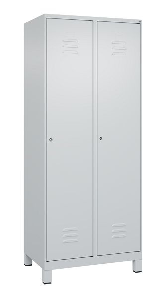 C+P Umkleidespind Classic PLUS, Füße, 2 Abteile, 1950x800x500mm, 7035/7035, Zylinderschlösser, 080010-22 S10024