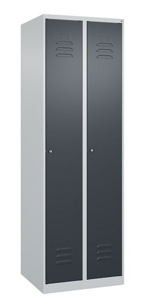 C+P Umkleidespind Classic PLUS, 2 Abteile, 1850x600x500mm, 7035/7016, Zylinderschlösser, 080000-20 S10030