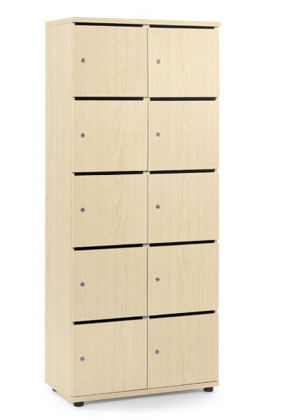 Deskin Schließfachschrank OFFICE-LINE mit 10 Fächern, Ahorndekor, 800 x 420 x 1890 mm, mit Posteinwurf, 10 Abteile, Korpus: Ahorndekor, 290103