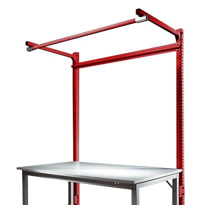 Manuflex Anbau-Aufbauportal mit Ausleger für UNIVERSAL + PROFI Spezial Anbautische, Nutzhöhe 1500 mm, Rubinrot, ZB3844.3003