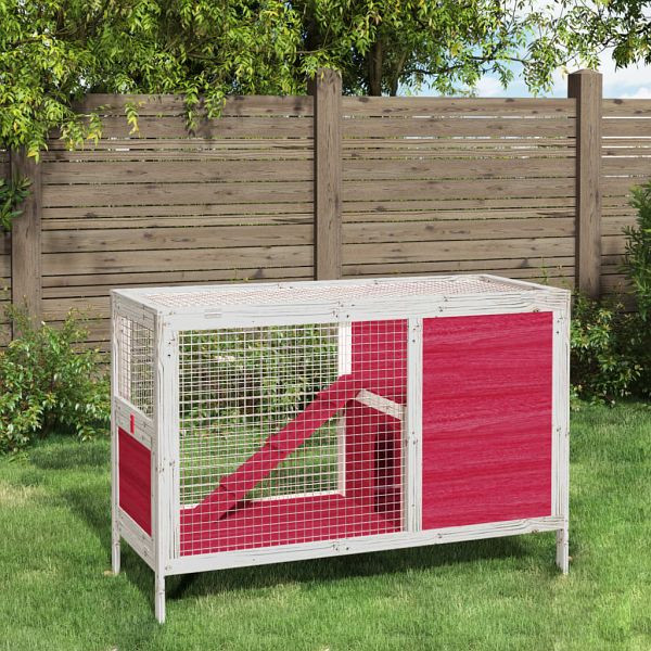 vidaXL Kaninchenstall Rot 103x44x69,5 cm Massivholz Kiefer, 172299