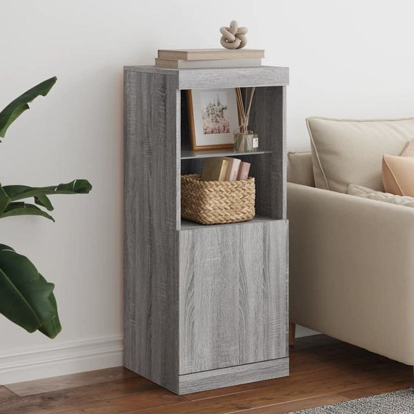 vidaXL Sideboard mit LED-Leuchten Grau Sonoma 41x37x100 cm, 836691