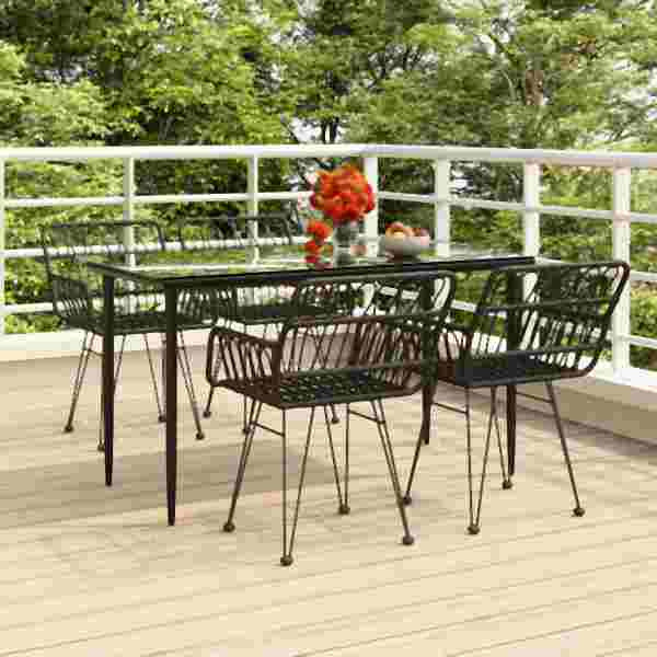 vidaXL 5-tlg. Garten-Essgruppe Schwarz Poly Rattan, 3157854