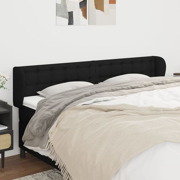 vidaXL Kopfteil mit Ohren Schwarz 203x23x78/88 cm Stoff, 3117602