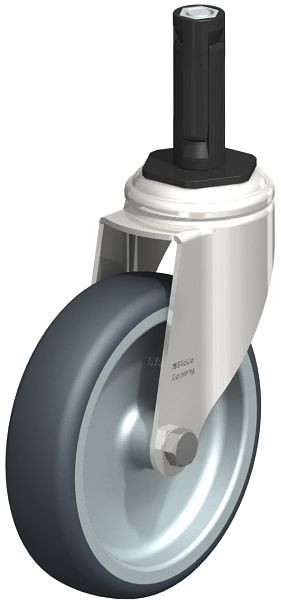 Blickle LKRXA-TPA 126G-11-EXR12 Edelstahl-Apparate-Lenkrolle mit Expander, Thermoplastisches Gummi-Elastomer, Grau, 853191