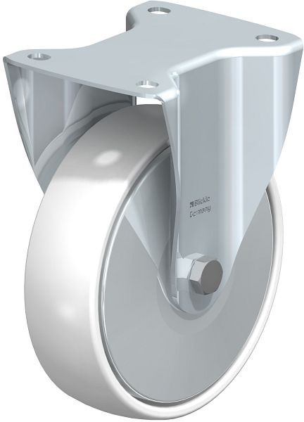 Blickle B-PO 175XR-FA Stahlblech-Bockrolle mit Anschraubplatte, Polyamid, Weiß, 749064