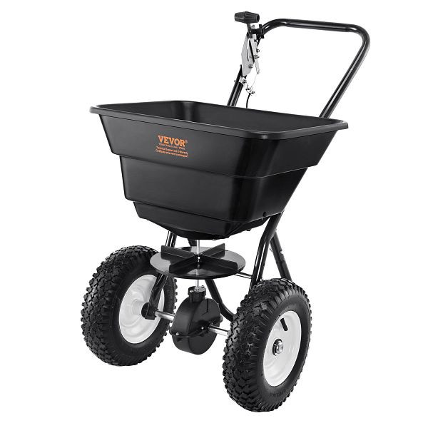 VEVOR 36,29 kg Dünger Streuwagen mit 12-Zoll-Rädern, Stahlspießbelüfter, Gartensämaschine, für Wohngebäude, Bauernhöfe, TCSBJ80LBS125B0P1V0