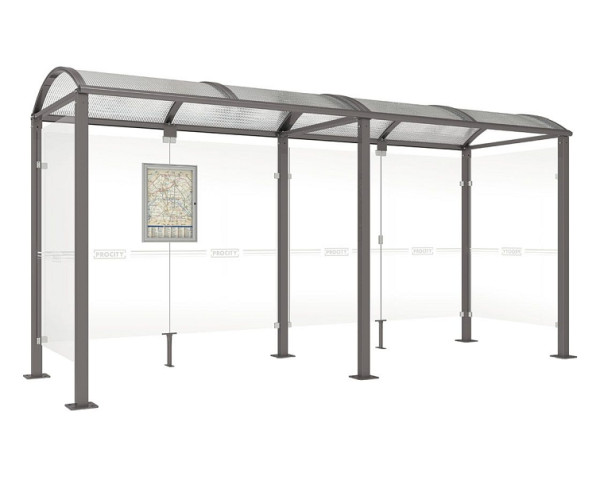 Procity Wartehalle Vierkantrohr - 2 Seitenverkleidungen, Farbe Procity grau, Maße: Breite 5000 x Höhe 2560 x Tiefe 1600 mm, 529319.GPRO