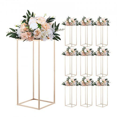 VEVOR 10 Stk. Hochzeitsblumenständer 250x250x600mm, goldene Metallpflanzenhocker für Hochzeiten, Partys, Geburtstage, HLHJLFT10J60IFM47001V0