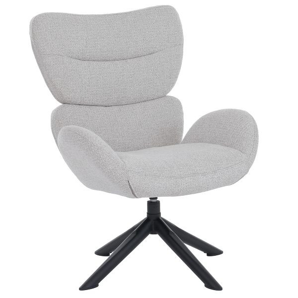 Mendler Loungestuhl HWC-Q53, Sessel Loungesessel Esszimmerstuhl, drehbar Metall Chenille (420g/m²), creme, 166530