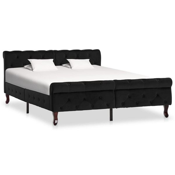 vidaXL Bettgestell Schwarz Samt 140 x 200 cm, Füllmaterial: Recycelter Schaumstoff und guter Schaumstoff, 288553