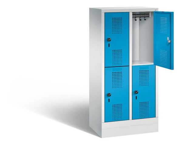 C+P Kindergarten-Spind doppelstöckig Evolo, H1300xB610xT300mm, Farbe: Lichtgrau / Lichtblau, 483203-20 S10042