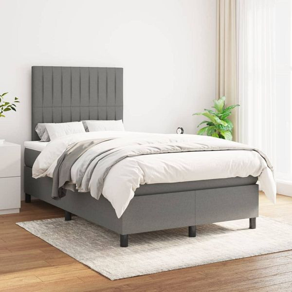 vidaXL Boxspringbett mit Matratze Dunkelgrau 120x200 cm Stoff, 3141922