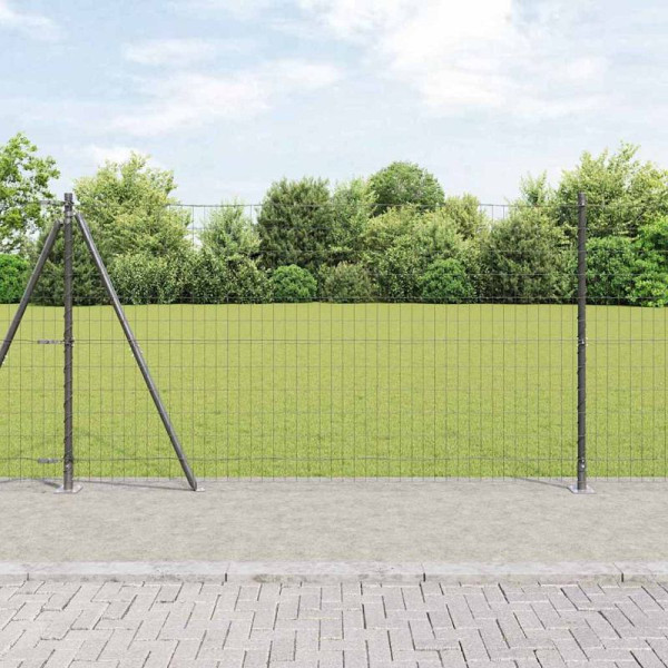 vidaXL Zaun mit Pfosten Grau 1.2 x 10 m Stahl, 3350911