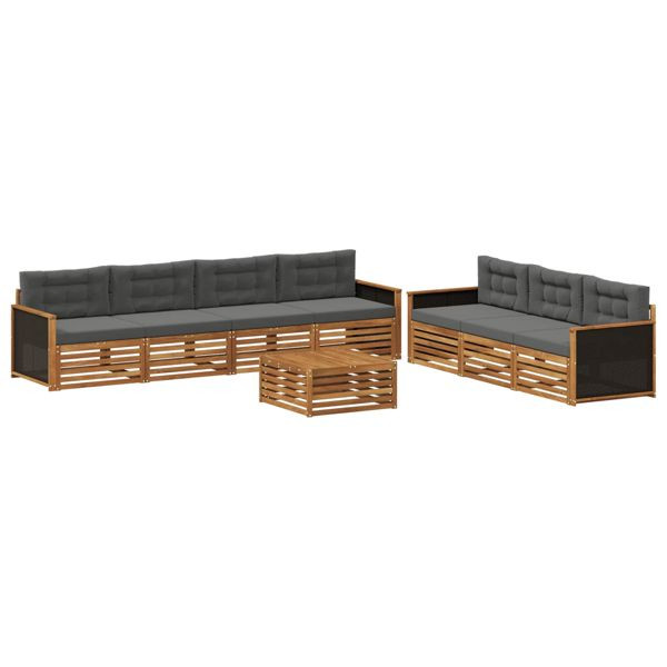 vidaXL Outdoor-Sofagarnitur 8-teilig Natur und Anthrazit 79 x 79 x 37 cm, 3383105