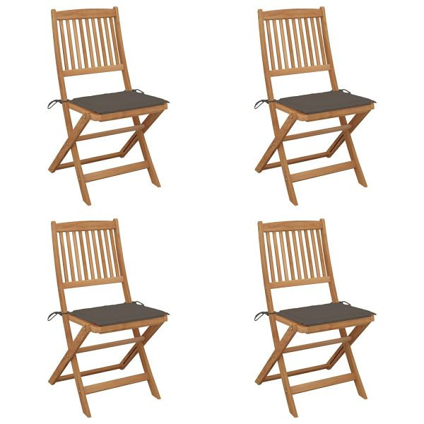 vidaXL Klappbare Gartenstühle 4 Stück mit Kissen Massivholz Akazie, 3064679