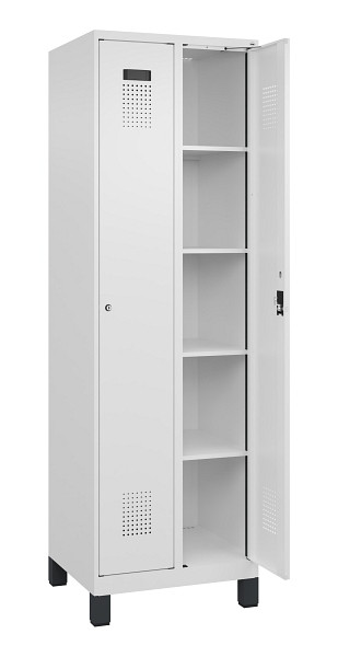 C+P Wäsche-Spind Evolo PLUS, mit Füßen, 2 Abteile, 1950x600x500mm, 9016/9016, Verschluss Zylinderschloss, Ablageböden 8, 049010-20B S10047