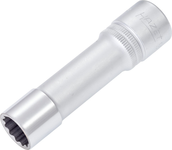 Hazet Steckschlüsseleinsatz, Doppelsechskant, Vierkant hohl 12,5 mm (1/2 Zoll), 14 mm, Lange Ausführung Mit Rändelung, 900TZ-14