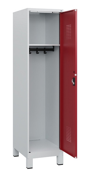 C+P Spind Evolo PLUS, Füße, 1 Abteil, 1630x400x500mm, 7035/3003, Zylinderschloss, 0490105-12 S10026