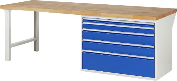 RAU Werkbank Serie 7000 - Baukasten-Bauweise, Unterbau-Container (5x XXL-Schublade), 2500x840x900 mm, 03-7711A1-259B4S.11