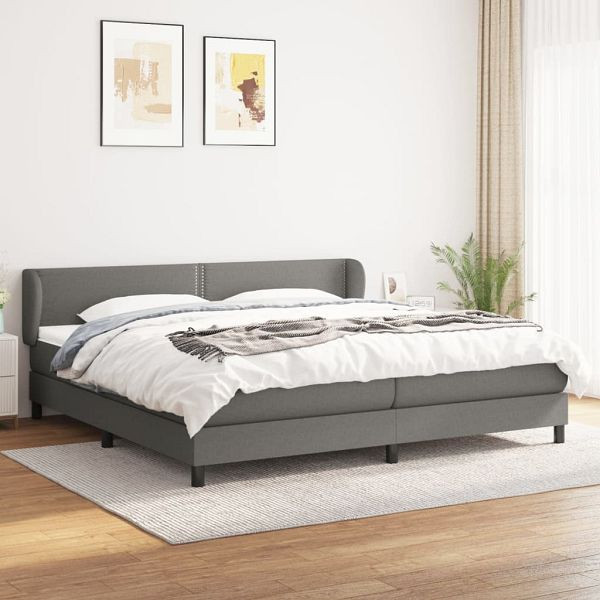vidaXL Boxspringbett mit Matratze Dunkelgrau 200x200 cm Stoff, 3126190