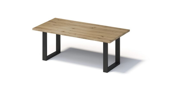 Bisley Fortis Table Regular, 2000 x 1000 mm, gerade Kante, geölte Oberfläche, O-Gestell, Oberfläche: natürlich / Gestellfarbe: schwarz, F2010OP333
