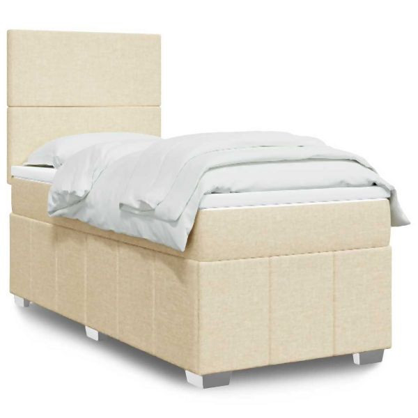 vidaXL Boxspringbett mit Matratze Creme 80x200 cm Stoff, 3293793