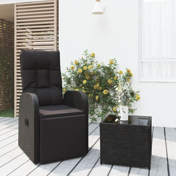 vidaXL 2-teilig Garten-Lounge-Set Schwarz Poly Rattan & Stahl, 3157661