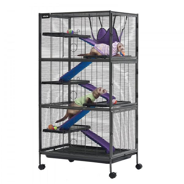 VEVOR Kleintierkäfig Metall 80x52x149 cm, 6-stöckig, 13,97 mm Drahtabstand, feststellbare Rollen, JSXDL6CJS322CY8MF001V0
