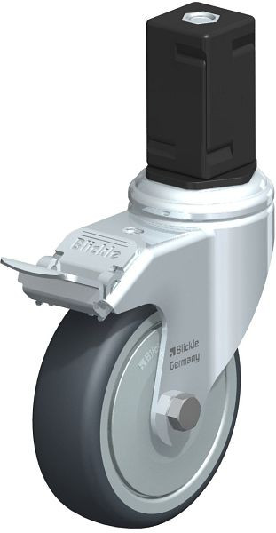 Blickle LKRA-TPA 101K-11-FI-FK-EV17 Apparate-Lenkrolle mit Expander & Feststeller, Thermoplastisches Gummi-Elastomer, Grau, 847875