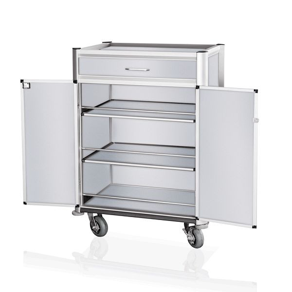 WAS Minibarversorgungswagen, 82 x 60 x 125 cm, helle, Kantenprofile & Aluoptik, 4448001