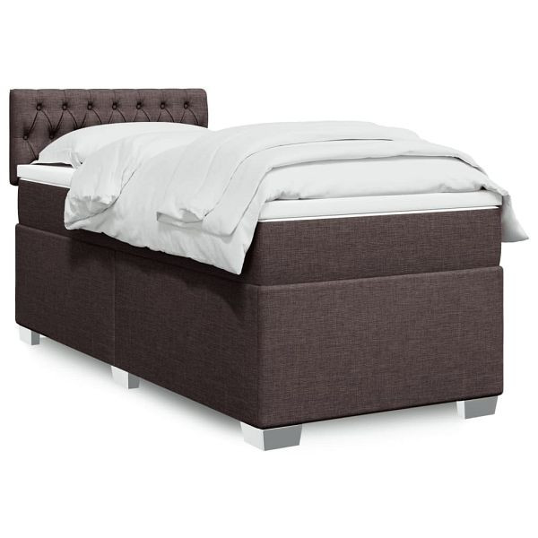 vidaXL Boxspringbett mit Matratze Dunkelbraun 80x200 cm Stoff, 3288025