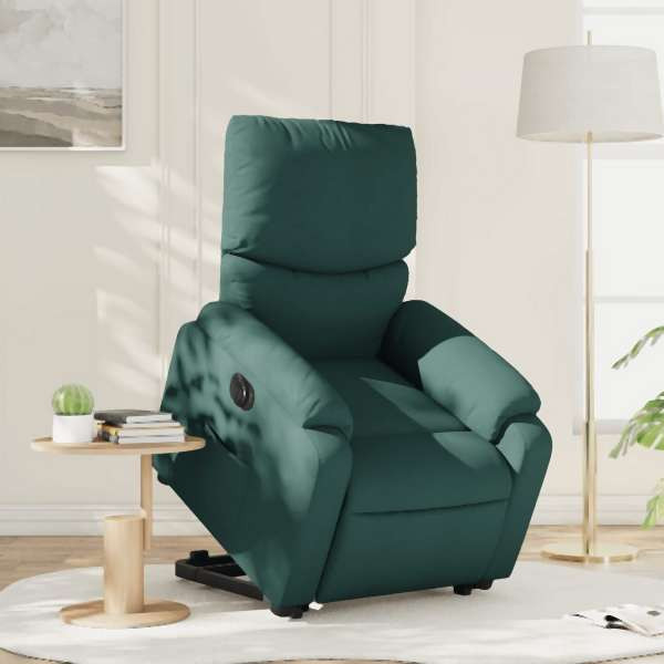 vidaXL Relaxsessel mit Aufstehhilfe Elektrisch Dunkelgrün Stoff, 3204854