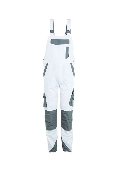 Planam Norit Herren Latzhose, weiß/zink, Größe 60, 6528060