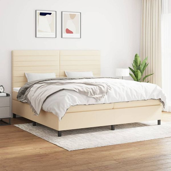 vidaXL Boxspringbett mit Matratze Creme 200x200 cm Stoff, 3141886