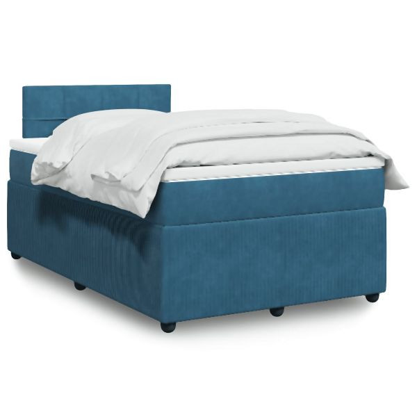 vidaXL Boxspringbett mit Matratze Blau 120x190 cm Samt, 3287690