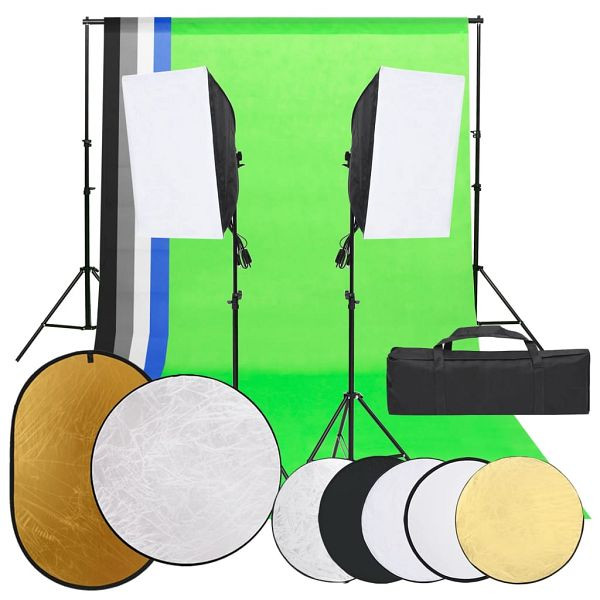 vidaXL Fotostudio-Set mit Beleuchtung, Hintergrund und Reflektor, 3094733