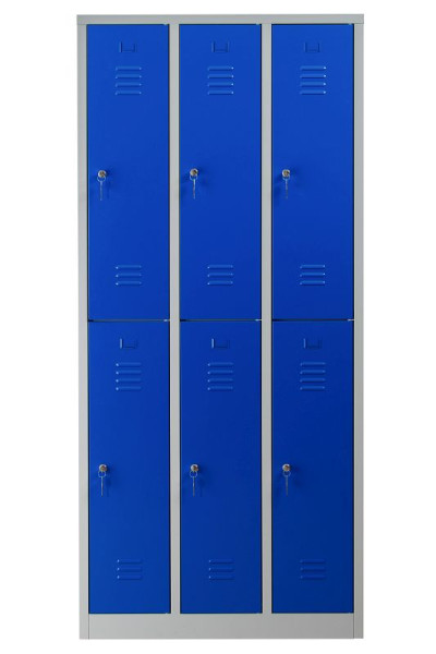 Gürkan Garderobenschrank, 50 x 90 x 195 cm, Lichtgrau, Enzianblau, EU Zylinderschloss, WRC.6(3.2).19590, 106120
