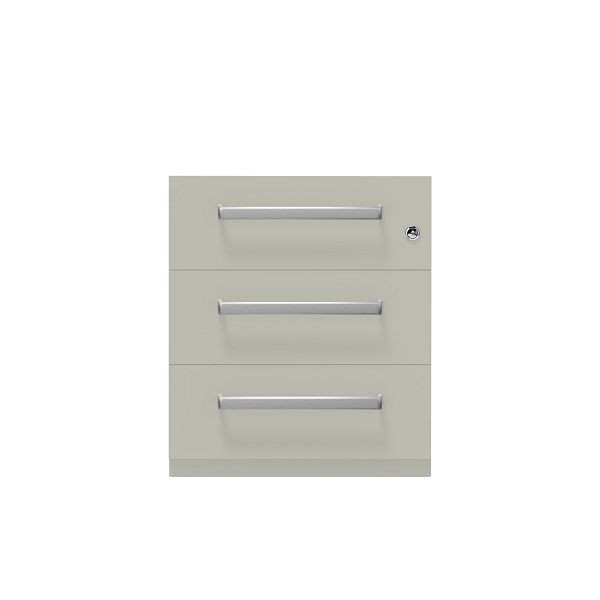 Bisley Rollcontainer Note™, 3 Schubladen, Tiefe 565 mm, Designgriff, 673 gänsegrau, NWH59M7SSS673