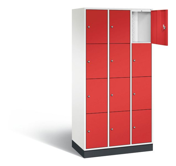 C+P Schließfachschrank Intro, H1950xB920xT490mm, Farbe: Verkehrsweiß / feuerrot, 8470-301 S10153