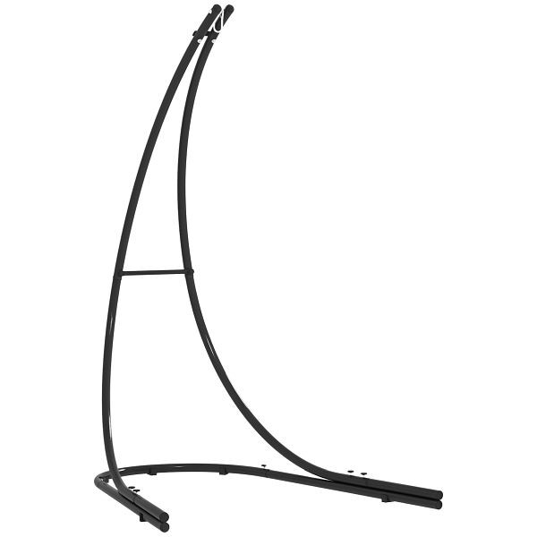 Outsunny Gestell für Hängesessel in C-Form Metall Ständer mit Sockel für Hängesitz bis 150kg Schwarz, 84A-354V00BK