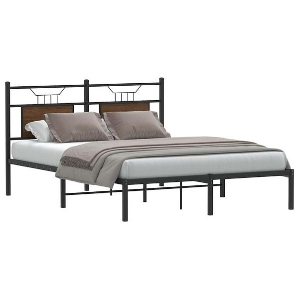 vidaXL Bettgestell ohne Matratze Braun Eiche 150x200 cm Holzwerkstoff, 4106843