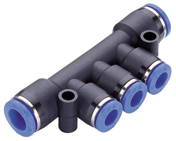 timmer B-VTL-2x8-3x4-KU, Verteiler-Steckanschluss - Leitungseinbau aus Kunststoff, Schlauch-Ø: 8 mm, Schlauch-Ø: 4 mm, VE: 5 Stück, 03901504