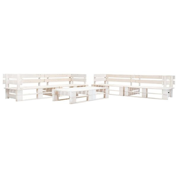vidaXL 6-teilig Paletten-Lounge-Set Holz Weiß, 277403, 8719883709086