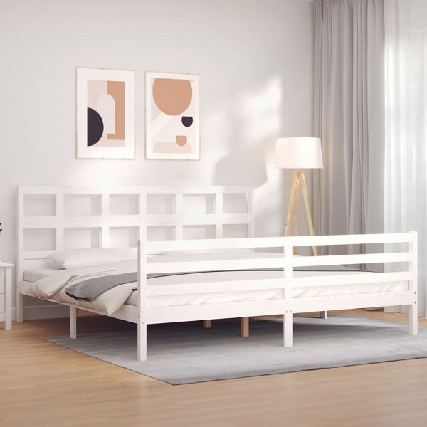 vidaXL Massivholzbett mit Kopfteil Weiß 200x200 cm, 3194852