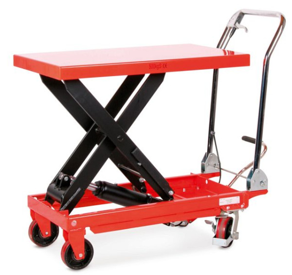 Torwegge Verfahrbarer Hubtisch, Tragfähigkeit 800 kg, Länge 1150 mm, Breite 510 mm, Plattenlänge 1000 mm, Plattenbreite 510 mm, 0050863