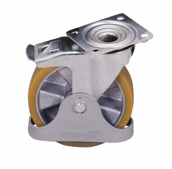 VARIOfit Radsatz Polyurethanbereifung (Topthane), auf einteiliger Aluminiumdruckgrußfelge, mit Präzisions-Rillenkugellager, 92° Shore A, rsa-200.404