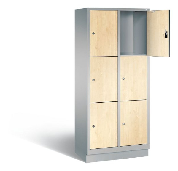 C+P Schließfachschrank Evolo, H1800xB810xT500mm, Farbe: Weißaluminium / Dekor Donau-Ahorn, 48020-223 S10225