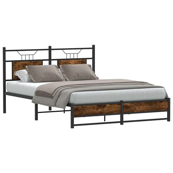 vidaXL Bettgestell ohne Matratze Räuchereiche 150x200 cm Holzwerkstoff, 4106910